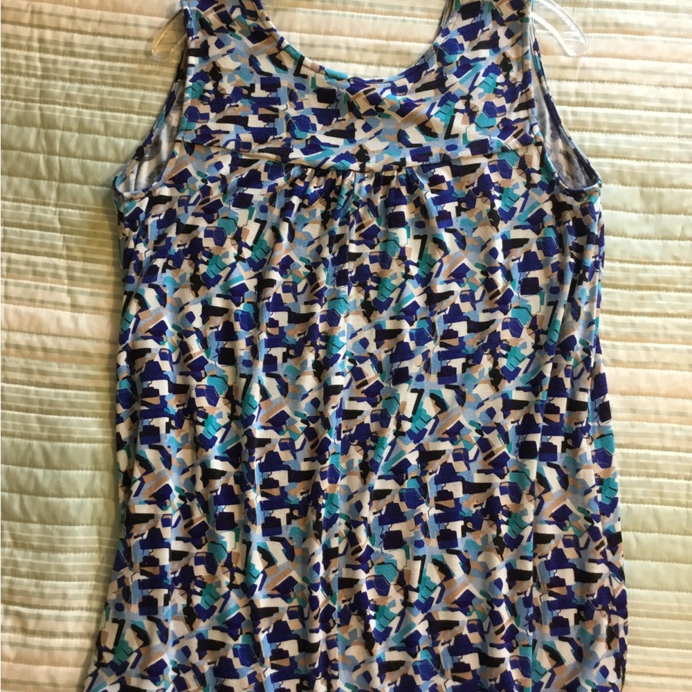 Philosophy Abstract Pattern Top - Blue, Black, White 1X Stretchy, lightweight - Picture 5 of 8